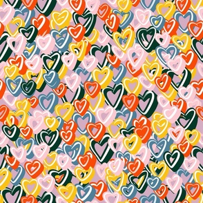 Colorful doodle hearts 