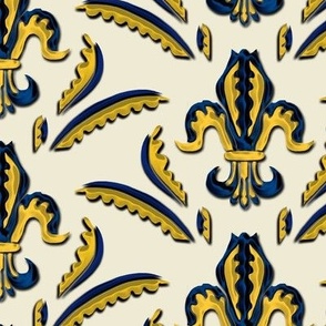 Fleur de Lis in Blue and Gold