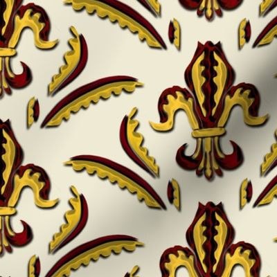 Fleur de Lis in Red and Gold