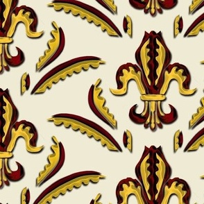 Fleur de Lis in Red and Gold