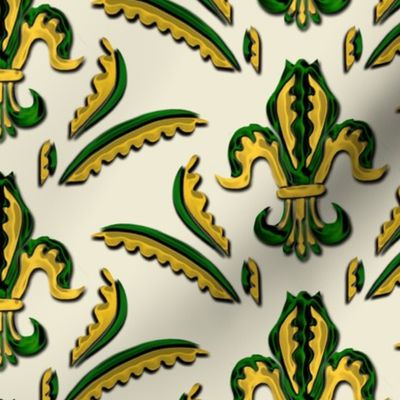 Fleur de Lis in Green and Gold