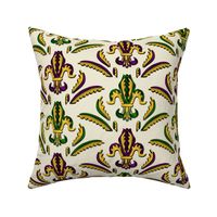 Fleur de Lis Mardi Gras Green Purple and Gold