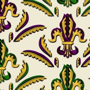 Fleur de Lis Mardi Gras Green Purple and Gold