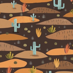 Wild West - Saguaro cactus plains dark brown L