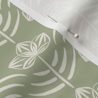 ribbon - creamy white_ light sage green - geometric floral