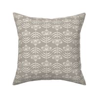 ribbon - cloudy silver taupe_ creamy white - geometric floral