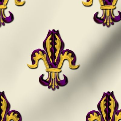 Isolated Fleur de lis in Purple and Gold