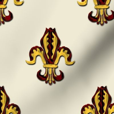 Isolated Fleur de lis in Red and Gold