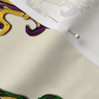Isolated Fleur de lis in Mardi Gras Green Gold and Purple