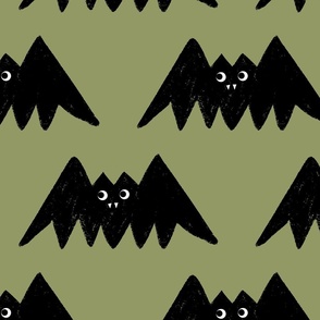 Spooky Cute Halloween Bat Design in Green // Large