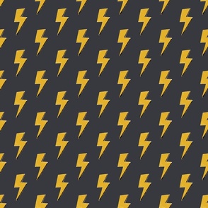 Lighting Strikes Pattern, bold yellow lightning bolt on charcoal background // Small 