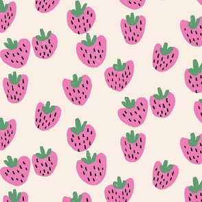 Pink Organic Strawberries Fruit on blush pink background