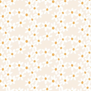 Funky Daisies: White daisies with yellow orange centers on blush neutral background // small