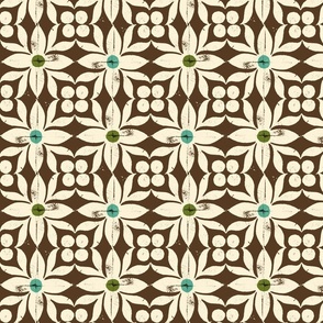 Daphne (Dark Brown) || block print floral