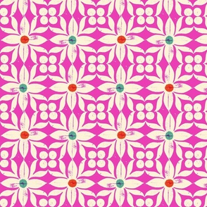 Daphne (Magenta) || block print floral