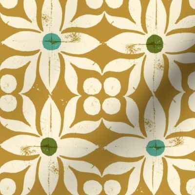 Daphne (Gold) || block print floral