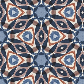 Watercolor Tessellation Blue Brown large scale