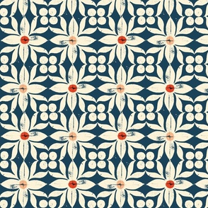 Daphne (Navy) || block print floral