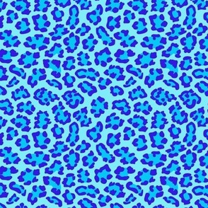 Small Bright Blue Leopard Print Tonal