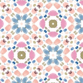 Geometric Mosaic Pattern Pastel Colors Pink Grey White Green
