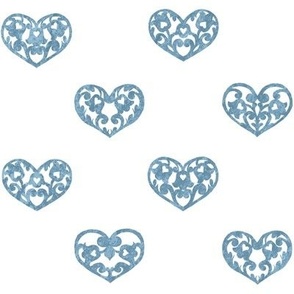 Charming Scandinavian Tulip Floral Hearts in Muted Palette - Blue