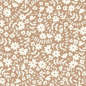 Simple joy  small floral ditsy cream white and caramel 
