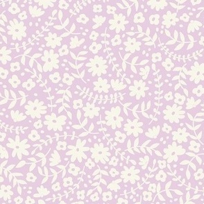 Simple joy small floral ditsy cream white and lavender pink 