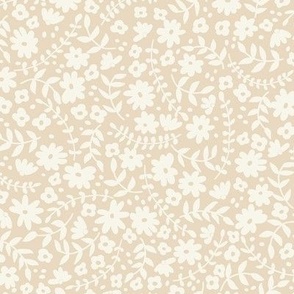 Simple joy small floral ditsy cream white and sand 