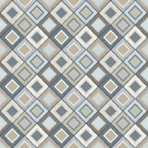 Diamond Carpet (Medium) - Khaki, Dark Gray, Tan, Sky Blue  (TBS136)