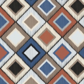 Diamond Carpet (Medium) - Amaro Rust, Blue Ridge Denim Blue, Black, Panna Cotta Cream and Morel Khaki  Brown (TBS136)