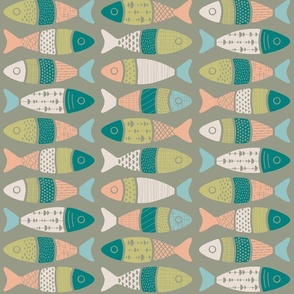 Fish Block Prints - Coastal Chic Color Collaboration (Muted Pastel)