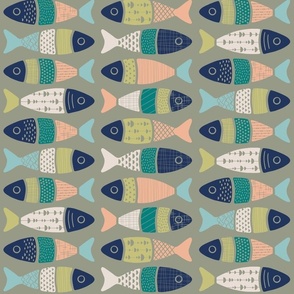 Fish Block Prints - Coastal Chic Color Collaboration (Muted)
