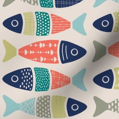 Fish Block Prints - Coastal Chic Color Collaboration (Bright)