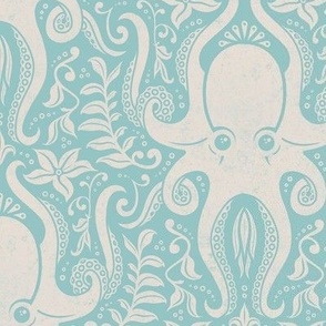 Octopus Stamp Damask (Pastel Blue)