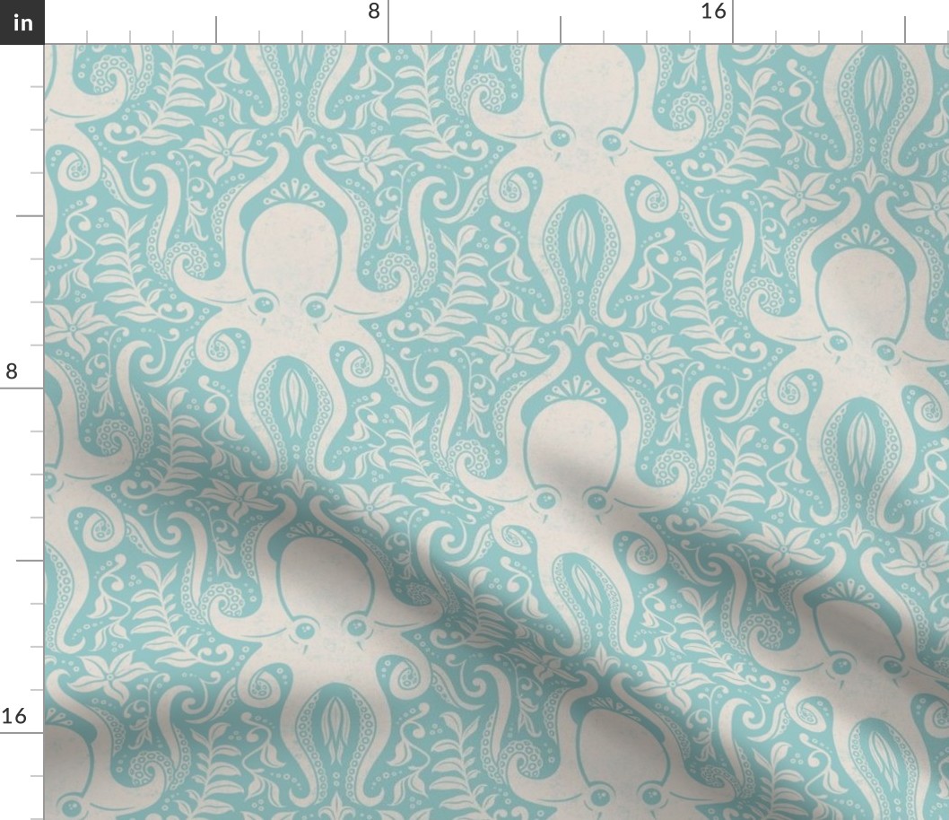 Octopus Stamp Damask (Pastel Blue)