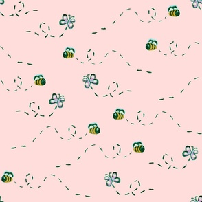 Bees & Butterflies in Soft Pink - (XXXL)