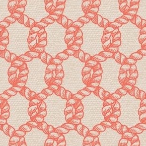 Nautical Rope Net - Coastal Chic Color Collaboration (Coral on White)