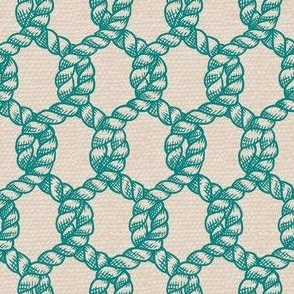 Nautical Rope Net - Coastal Chic Color Collaboration (Sea Green on White)