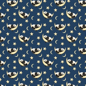 Dreamy Moonlight |  Cute sleepy Panda in whimsical watercolours| Dark blue| medium