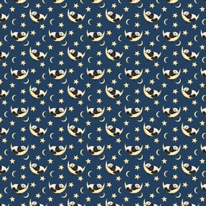 Dreamy Moonlight |  Cute sleepy Panda in whimsical watercolours| Dark blue| small