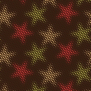 Starry Dotgrid - Red Green Gold Multi-colour Halftone