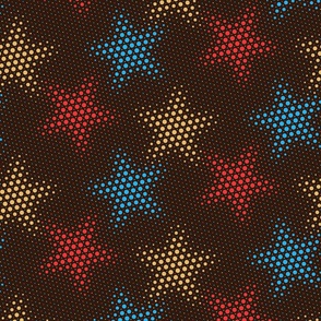 Starry Dotgrid - Red Blue Gold Multi-colour Halftone