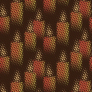 Candlelit Dotgrid - Red Green Gold Multi-colour Halftone