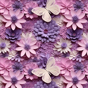 3D Lavender Floral With Butterfly