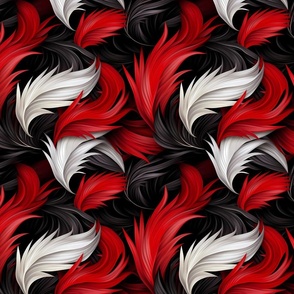 3D Feathers - Red, Black, White