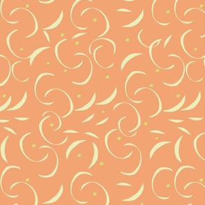 Waves minimalist pattern, under the sea. Peach  and white.