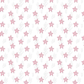 Seaside tropical pink starfish on white