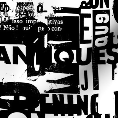 Urban Style Grunge Typography With Letters And Numbers  Black And White Medium Scale