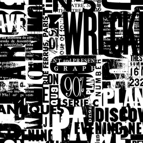 Urban Style Grunge Typography With Letters And Numbers  Black And White Medium Scale