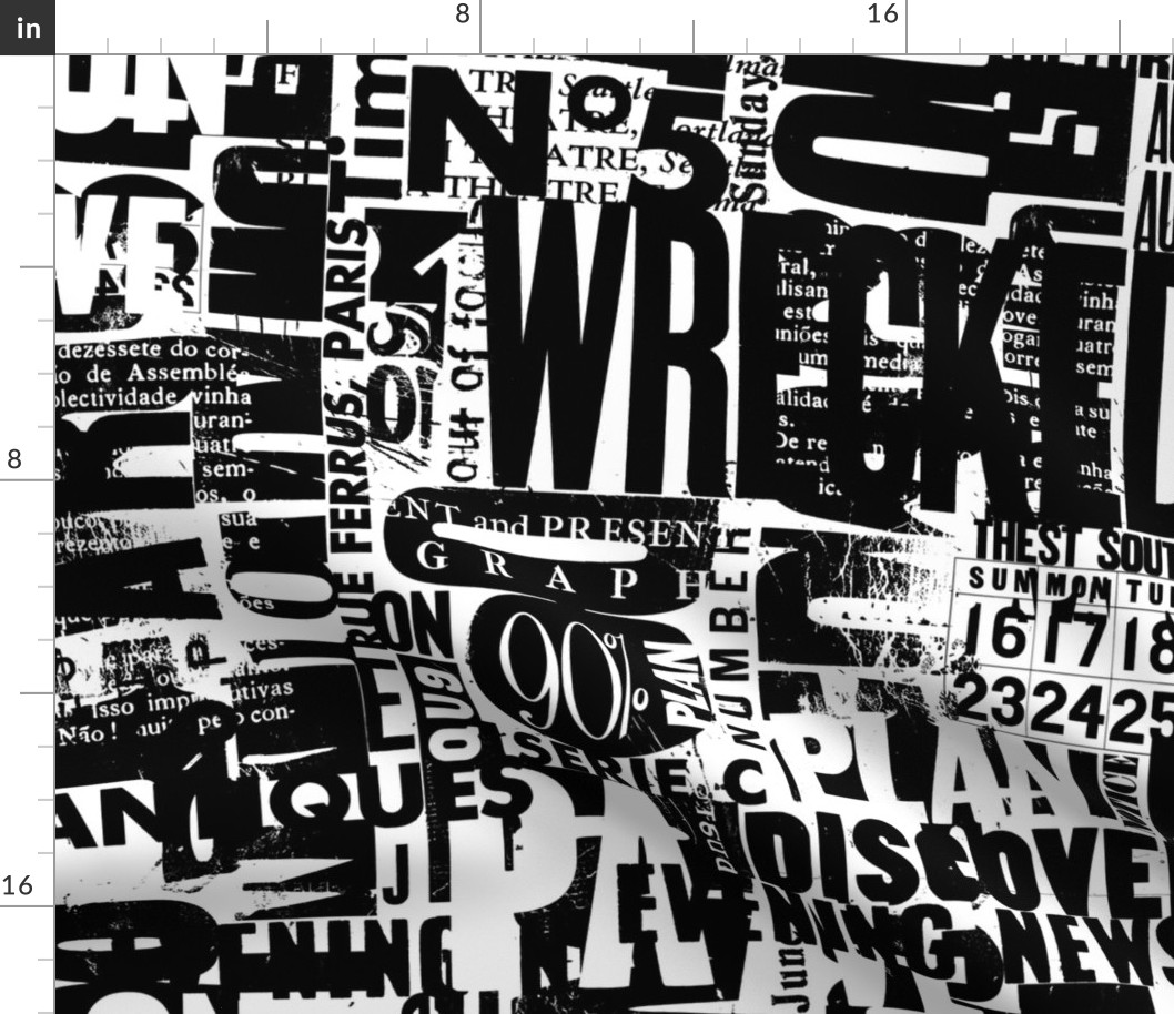 Urban Style Grunge Typography With Letters And Numbers  Black And White Medium Scale